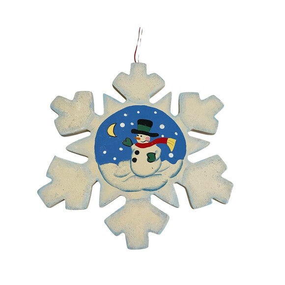 Wooden Ornaments Snowflake Heart Lot Of 3 - Picture 3 of 5